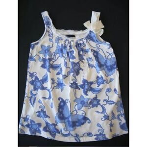 NWT Gap kids cotton knit white blue butterfly flower print tank top t-shirt L 10